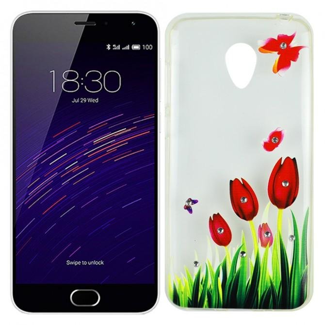 Чохол Lucent Diamond Case для Meizu M2 Note Tulips (Червоний)