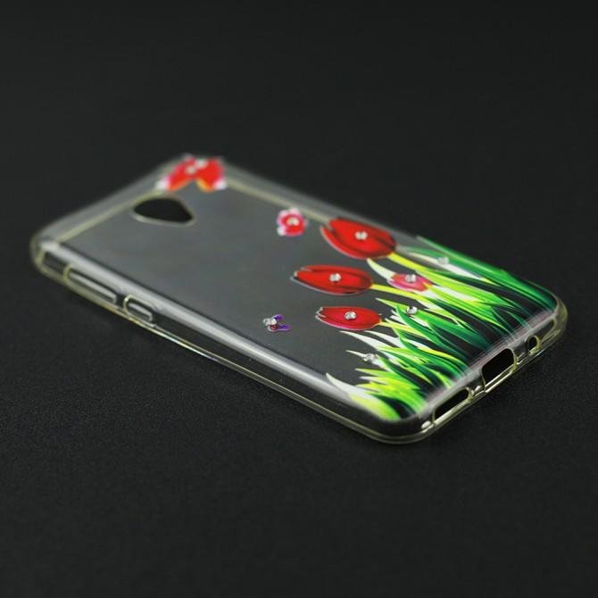 Чохол Lucent Diamond Case для Meizu M2 Note Tulips (Червоний)-3