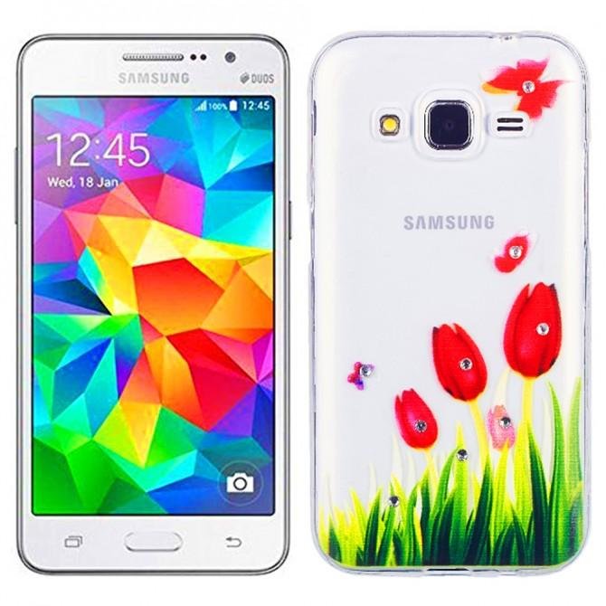 Чохол Lucent Diamond Case для Samsung G530 Tulips (Червоний)