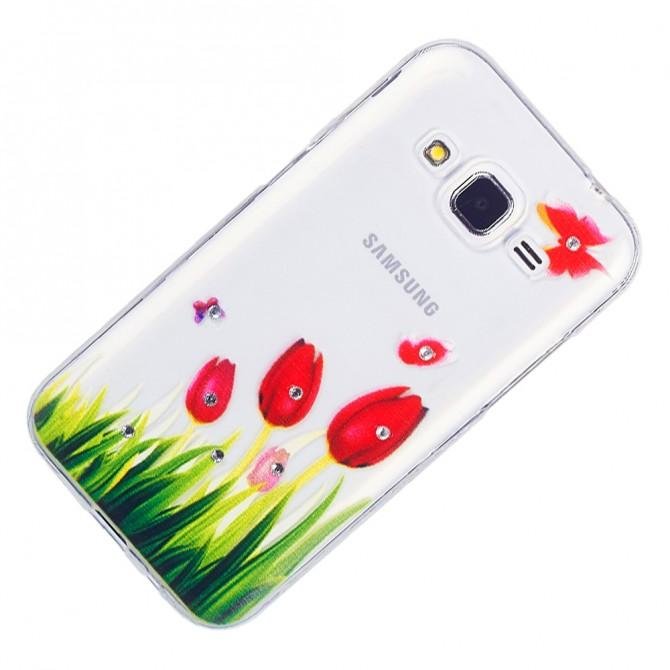 Чохол Lucent Diamond Case для Samsung G530 Tulips (Червоний)-3