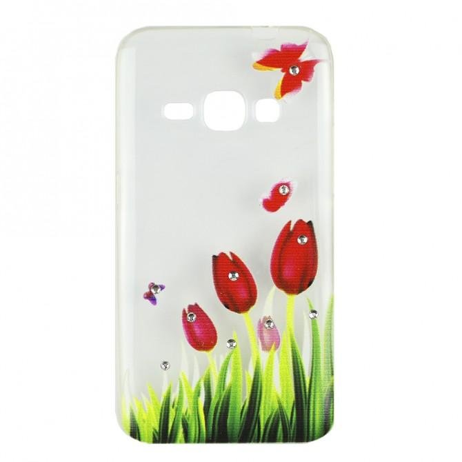 Чехол Lucent Diamond Case для Samsung J120 (J1-2016) Tulips (Red)-1