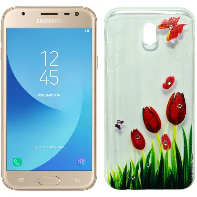 Чехол Lucent Diamond Case для Samsung J330 (J3-2017) Tulips (Red)