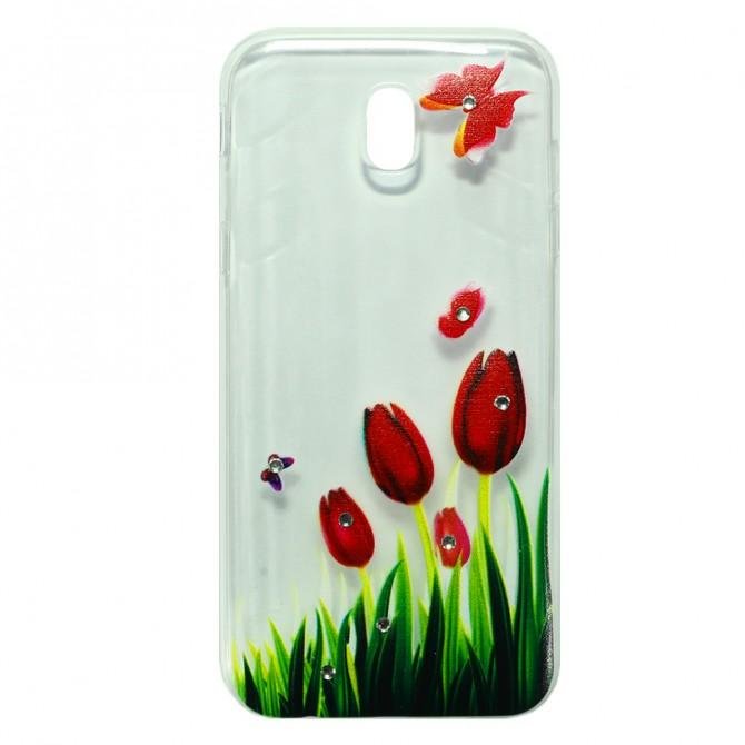 Чехол Lucent Diamond Case для Samsung J330 (J3-2017) Tulips (Red)-1