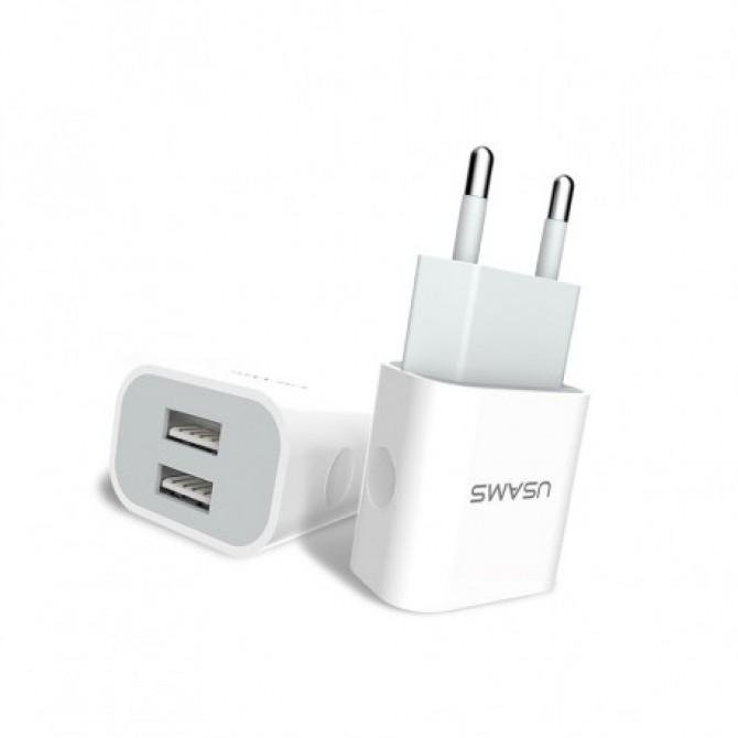Мережевий зарядний пристрій Usams J-TU Type-C (2.4A Dual) Білий (TCCUJT01)-1