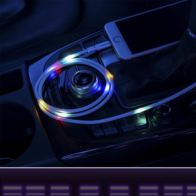 Кабель Usams U16 Voice controle LED Flowing Lightning - USB 1m Білий (SJ261USB02)-3