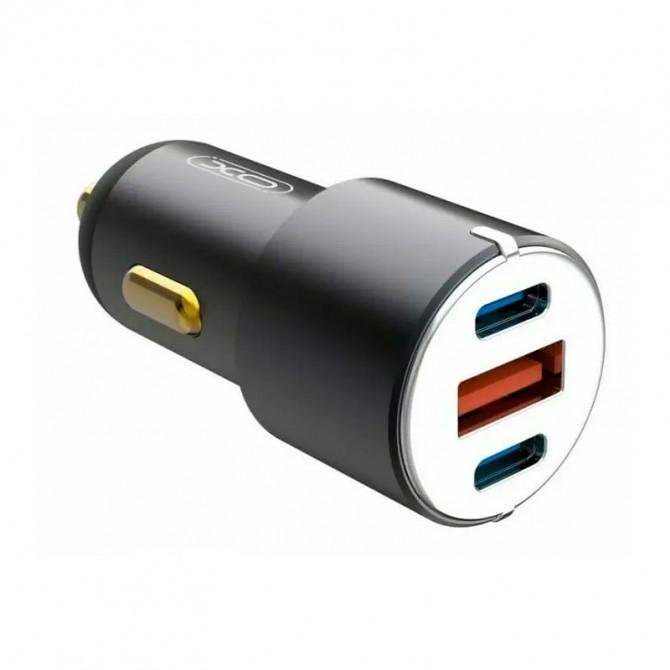 Автомобільний зарядний пристрій XO CC45 1 USB QC 3.0 + 2 Type-C PD (60W) Black