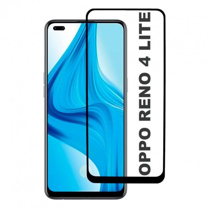 Защитное стекло для Oppo Reno 4 Lite Full Glue (0.25 мм, 2.5D, черное) ЛЮКС