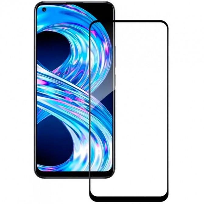 Защитное стекло для Realme 8 Full Glue (0.25 мм, 2.5D, черное) ЛЮКС