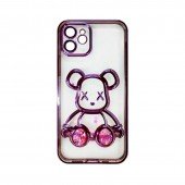 TPU чехол Cute Bear Liquid для iPhone 15 Прозрачный, Темно Фиолетовый TPU чехол Cute Bear Liquid для iPhone 15 Прозрачный, Темно Фиолетовый