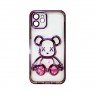 TPU чохол Cute Bear Liquid для iPhone 15 Прозорий, Темно фіолетовий