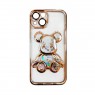 TPU чохол Cute Bear Liquid для iPhone 15 Золотий