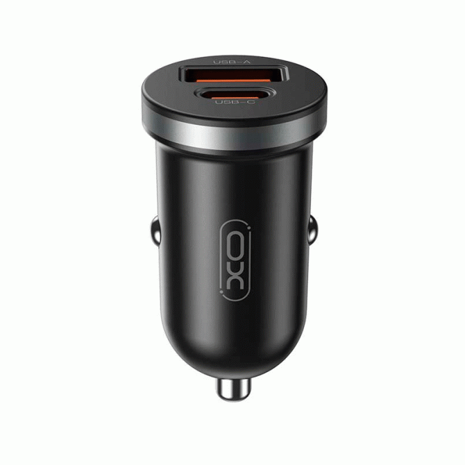 Автомобільний зарядний пристрій XO CC56 1USB + Type-C QC3.0+PD (30W) Black + Lightning cable