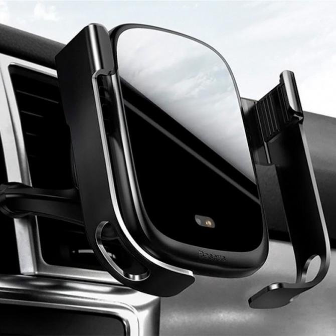 Автодержатель Baseus Wireless Charger Rock Solid Electric Car Mount (WXHW01-01) Black-1