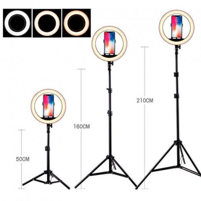 Кольцевая LED Lamp XO D-26cm L08/SJ26 Зеркало на штативе (Черный)-1