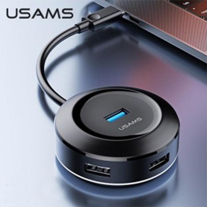 Хаб USB Usams US-SJ414 4 Ports Чорний (1 USB3.0 + 3 USB2.0)-2