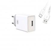 СЗУ XO L93 2.4A/1USB + Type-C cable White
