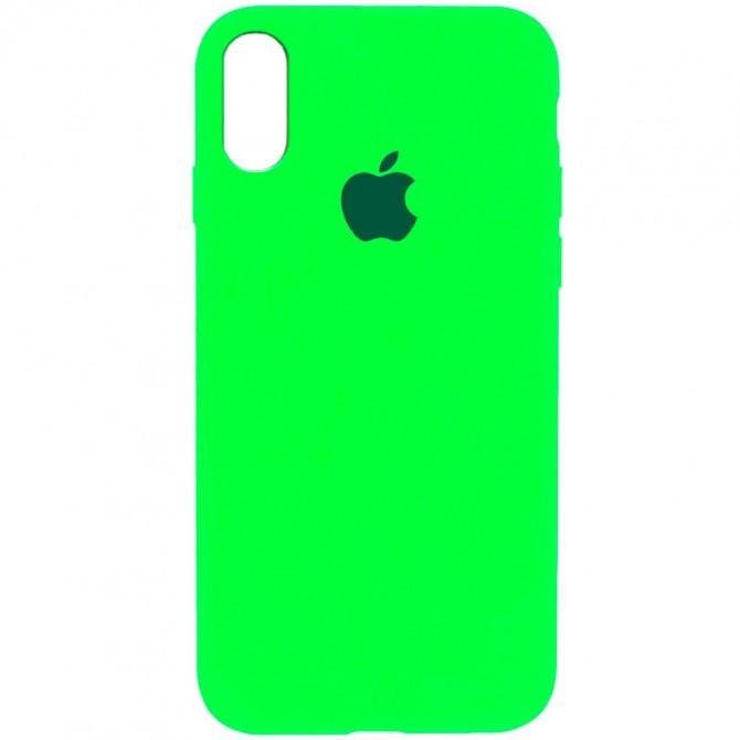 Оригинальный силиконовый чехол для iPhone Xr Неоново Зеленый FULL-1