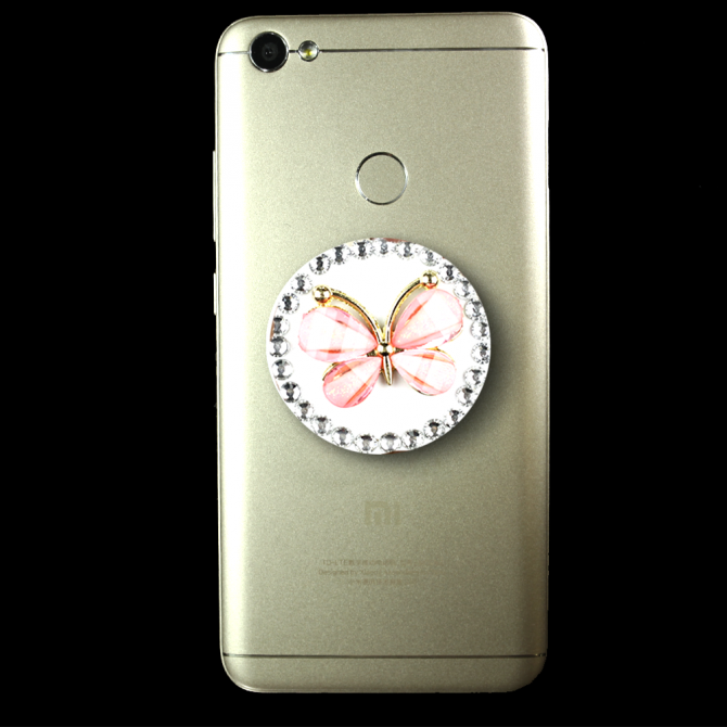 Тримач Pop Socket Метелик&Diamonds Рожевий-1