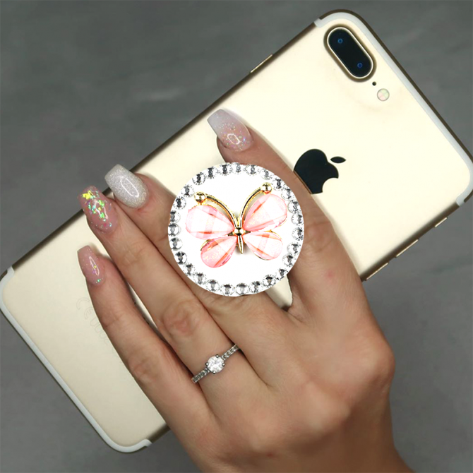 Тримач Pop Socket Метелик&Diamonds Рожевий-3