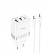 МЗП 2USB + Type-C Hoco N21 Pro PD30W+QC3.0 White + Cable Type-C to Type-C