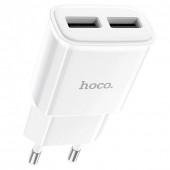 Сетевое зарядное устройство 2USB Hoco C88A +Micro USB White (2.4A)