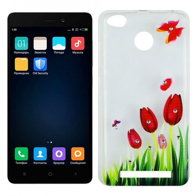 Чохол Lucent Diamond Case для Xiaomi Redmi 3s/3x/3 Pro Tulips (Червоний)