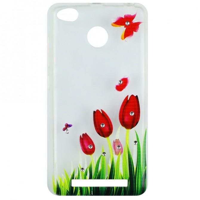 Чохол Lucent Diamond Case для Xiaomi Redmi 3s/3x/3 Pro Tulips (Червоний)-1