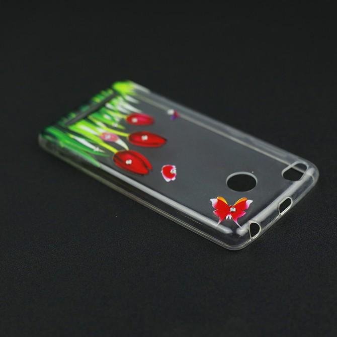Чохол Lucent Diamond Case для Xiaomi Redmi 3s/3x/3 Pro Tulips (Червоний)-4