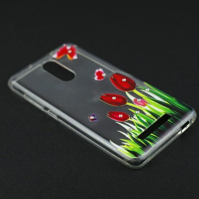 Чехол Lucent Diamond Case для Xiaomi Redmi Note 3 Tulips (Red)-3