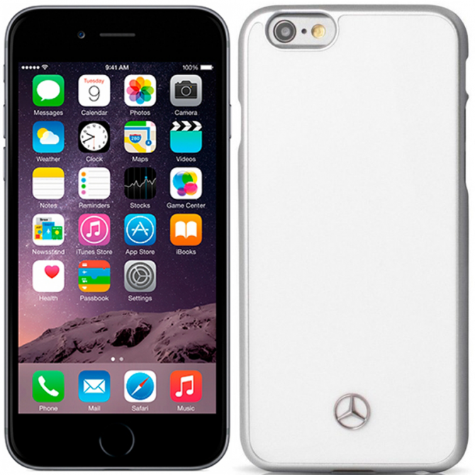 Чохол Mercedes Metallic Plate Hard Case для iPhone 6/6S Білий