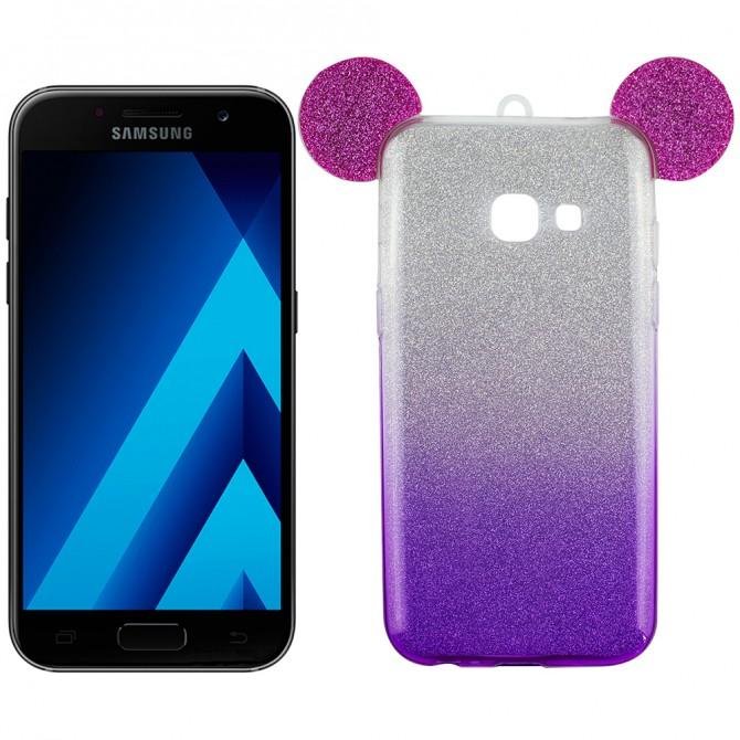 Чехол Mickey TPU Case с блестками для Samsung A320 (A3 2017)