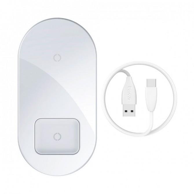 Беспроводное зарядное устройство Baseus Simple 2in1 (WXJK-02) White (Phone + Pods)-2
