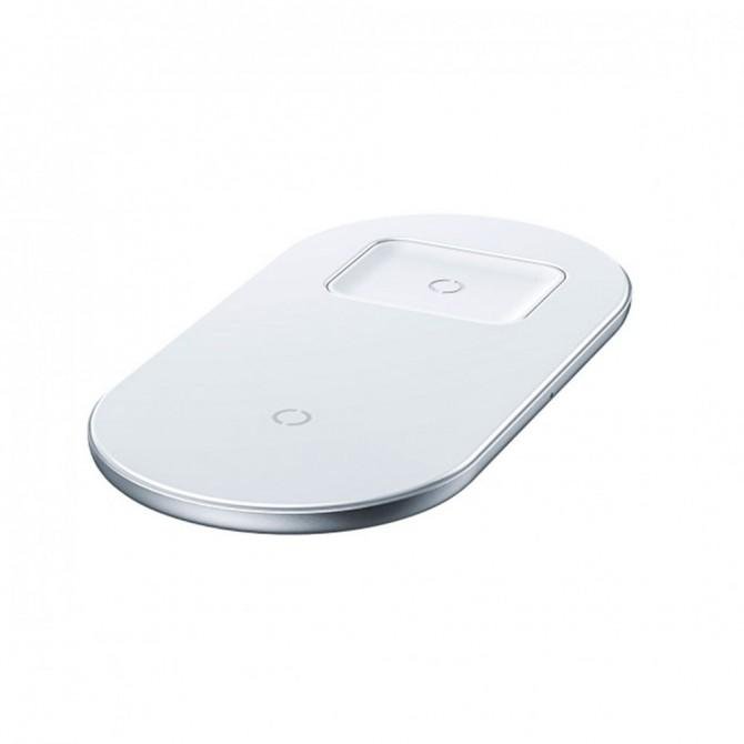 Беспроводное зарядное устройство Baseus Simple 2in1 (WXJK-02) White (Phone + Pods)-3