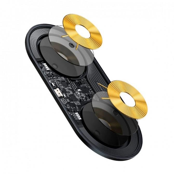 Беспроводное зарядное устройство Baseus Simple 2in1 (WXJK-A01) Crystal Чёрный (Phone + Pods)-1