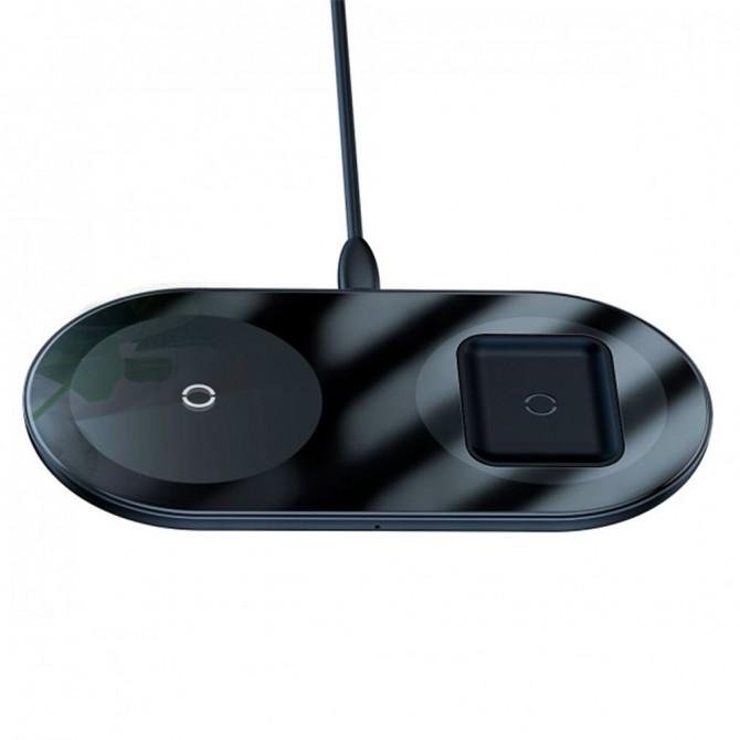 Беспроводное зарядное устройство Baseus Simple 2in1 (WXJK-A01) Crystal Чёрный (Phone + Pods)-3