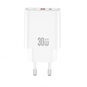 Мережевий зарядний пристрій XO CE42 30W 1USB+Type-c White