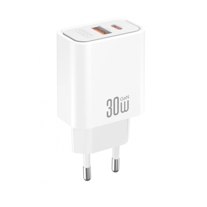 Мережевий зарядний пристрій XO CE42 30W 1USB+Type-c White-1