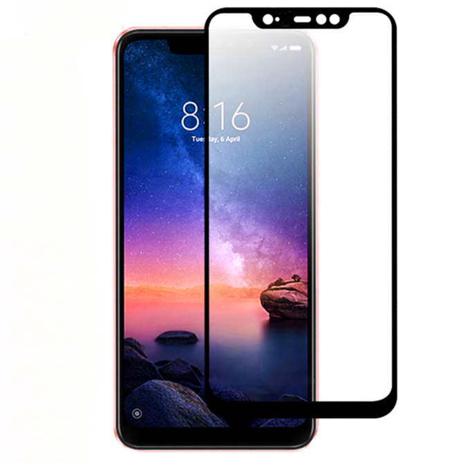 Захисне скло для XIAOMI Redmi Note 6 Pro (0.3 мм, 2.5D, з чорним Silk Screen покриттям)-1