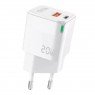 Автомобільний зарядний пристрій 1USB + Type-C Walker WH-42 PD20W +QC 18W White