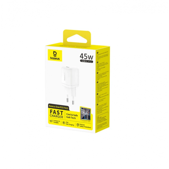 Мережевий зарядний пристрій 1Type-C Baseus EnerFill FN22 PD45W EU Moon White-3