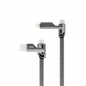 Кабель Gelius Twister GP-UCN004 4in1 USB-A/Type-C to Type-C/Lightning (1.2m) (60W) Grey Кабель Gelius Twister GP-UCN004 4in1 USB-A/Type-C to Type-C/Lightning (1.2m) (60W) Grey