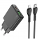 Мережевий зарядний пристрій 1USB + Type-C Hoco N38 PD20W+QC3.0 Black + Cable Type-C to Lightning