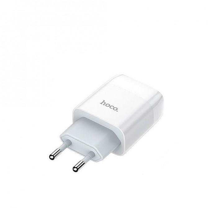 Мережевий зарядний пристрій Hoco C73A White + USB Cable Lightning (2.4A)-2
