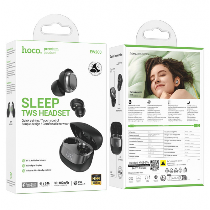 Наушники HOCO EW200 Elegant true wireless sleep BT headset Black-3