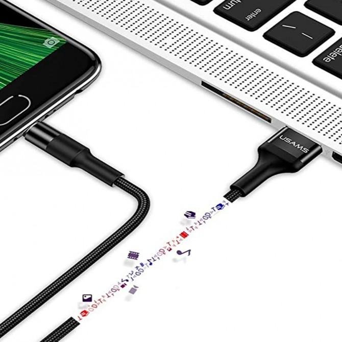 Кабель Usams U5 US-SJ221 Braided cable Type-C 1.2m Чёрный-2