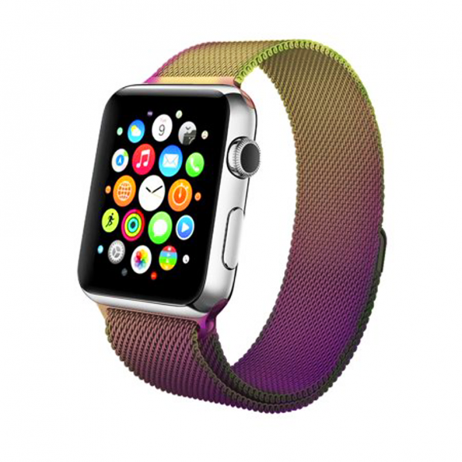 Ремешок для Apple Watch 38/40mm Steel Milanese Loop Oil-rainbow