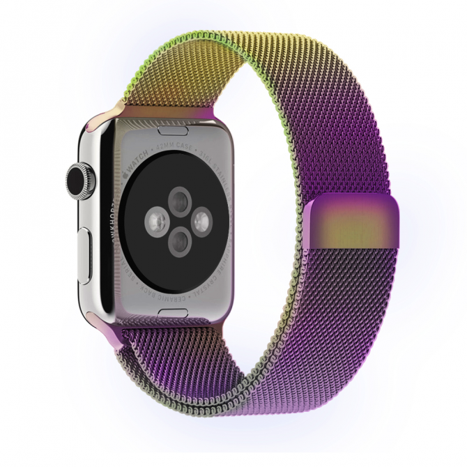 Ремешок для Apple Watch 42/44mm Steel Milanese Loop Oil-rainbow-2