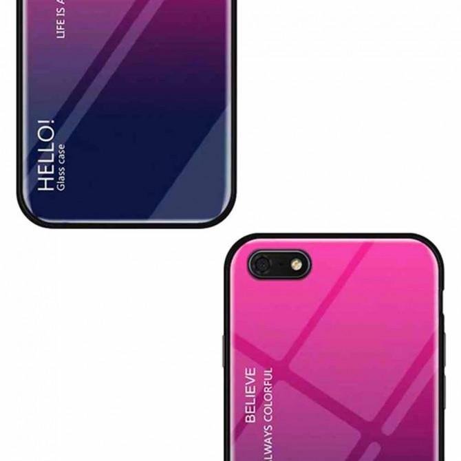 Чехол TPU Gradient HELLO Glass для Huawei Y5 2018 Розовый-2