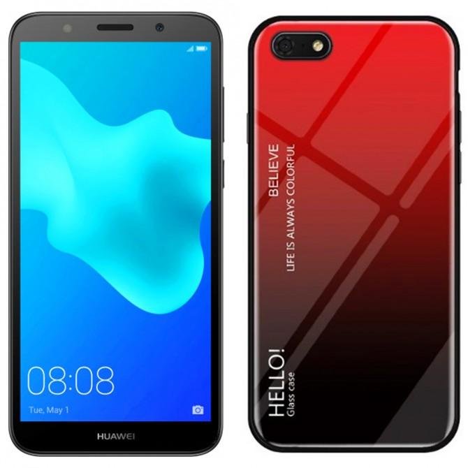 Чехол TPU Gradient HELLO Glass для Huawei Y5 2018 Красный