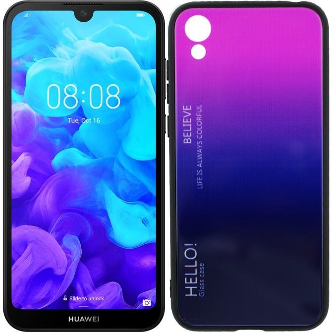 Чехол TPU Gradient HELLO Glass для Huawei Y5 2019 Розовый